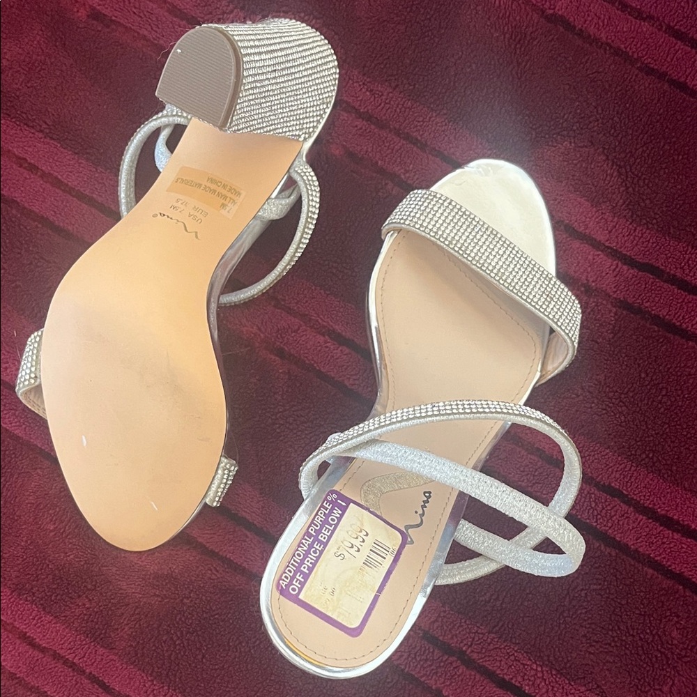 Nina Silver Strappy Heels